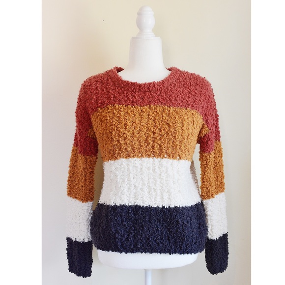 Pink Rose Sweaters - Pink Rose Colorblock Popcorn Knit Sweater